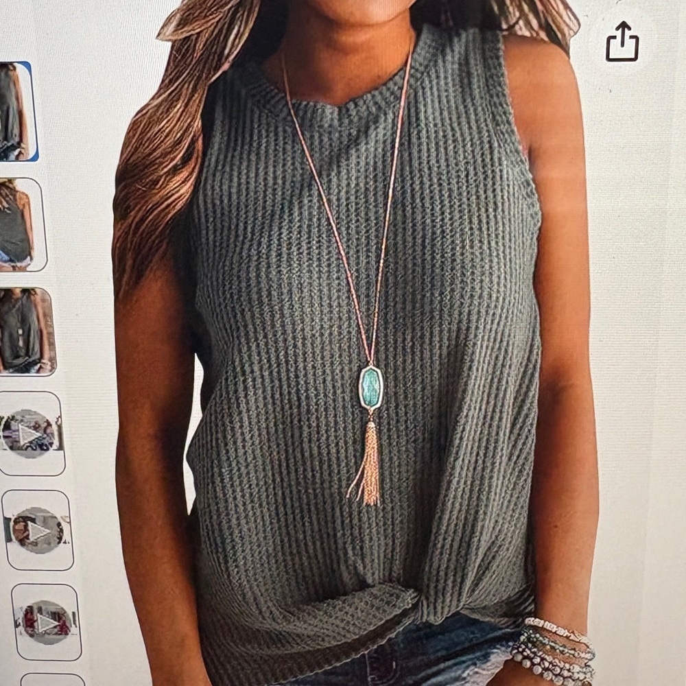 MIHOLL Sleeveless Gray waffle Top